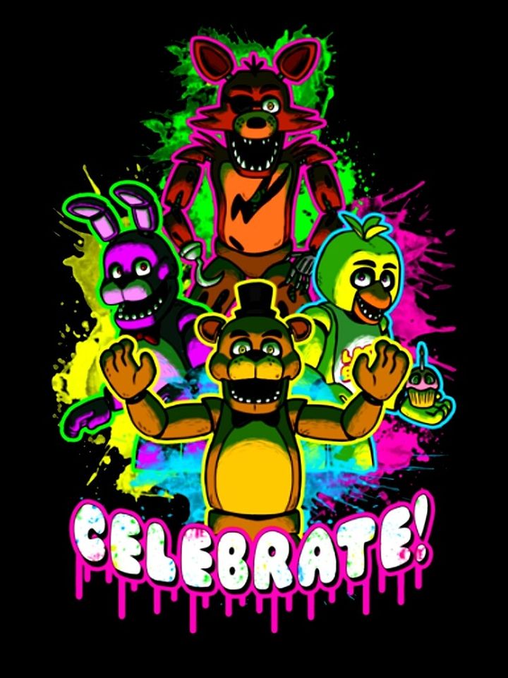 Fnaf celebrate colorwater Premium Matte Vertical Poster