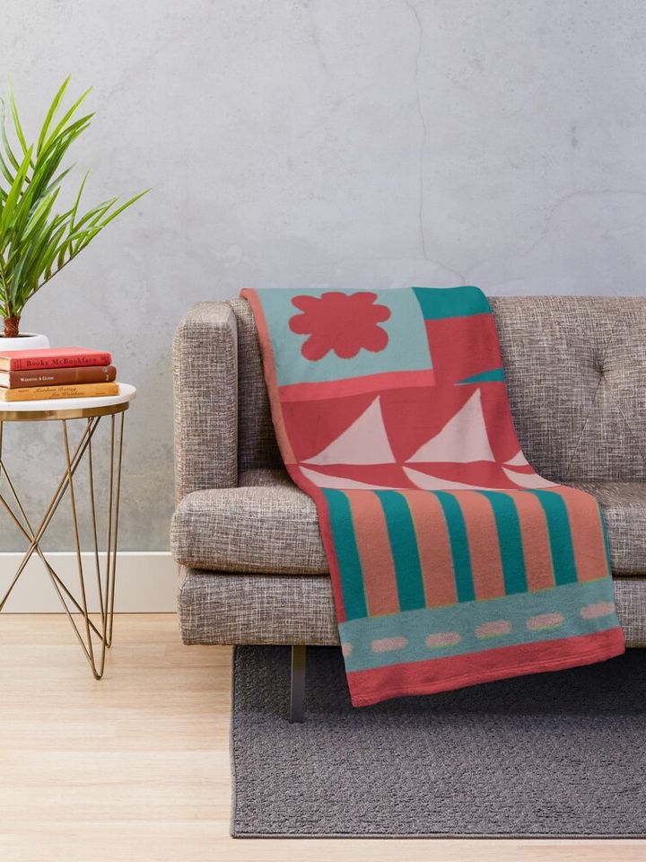 "it's a small world" Pattern (cherry palette) Throw Blanket
