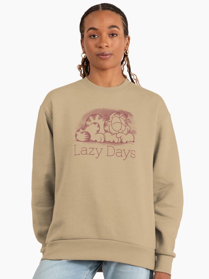 Garfield Lazy Days Sleeping In Outline Premium Sweatshirt