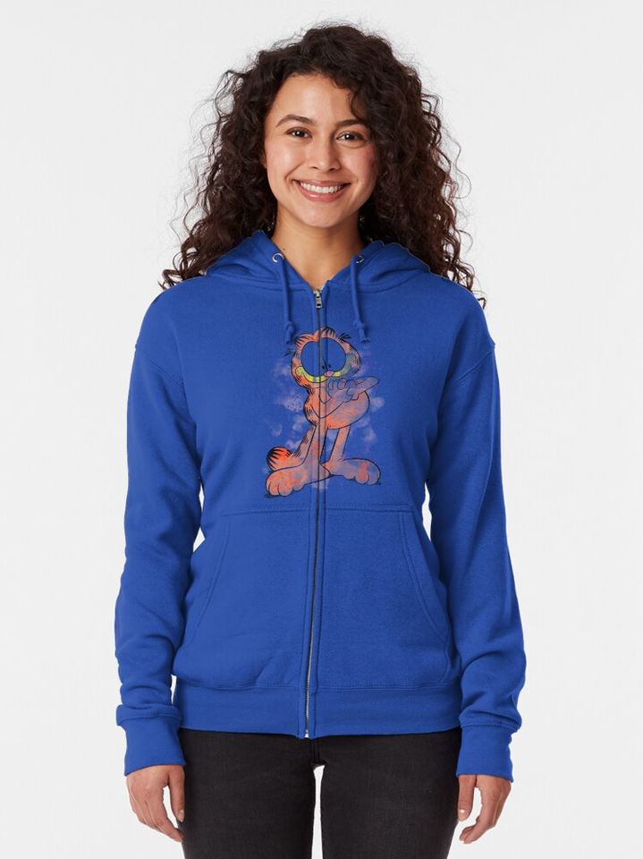 Garfield Watercolor Paint Splatter Zipped Hoodie
