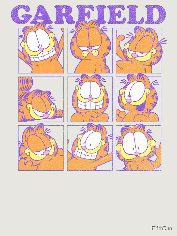 Garfield Many Faces Distressed Grid Premium Sweatshirt