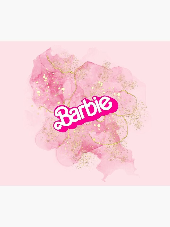 Barbie Pink Aesthetic Logo - Pink and Gold Glitter Shower Curtain