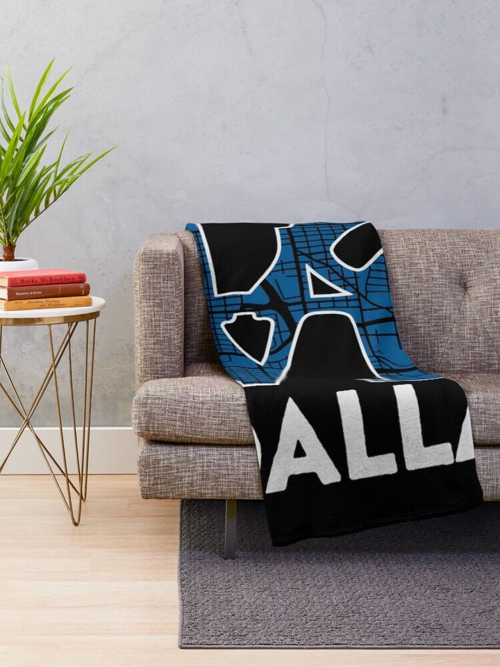 Love Dallas City Map Dallas Throw Blanket