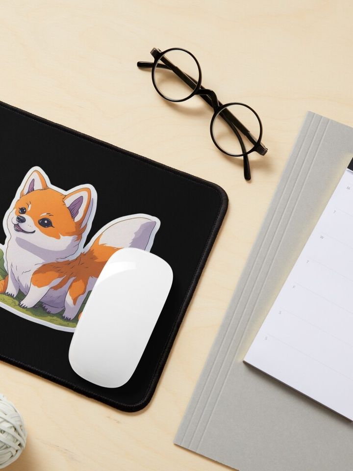 Cute Digital Chibi Shiba Inu Art Mouse Pad
