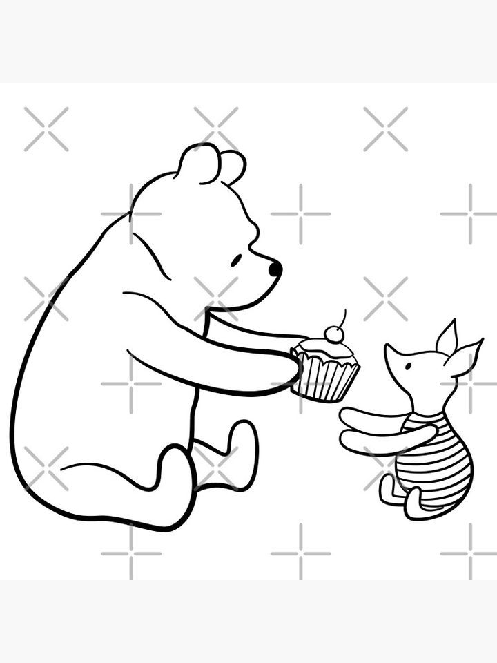 Winnie The Pooh with Piglet line art Canvas