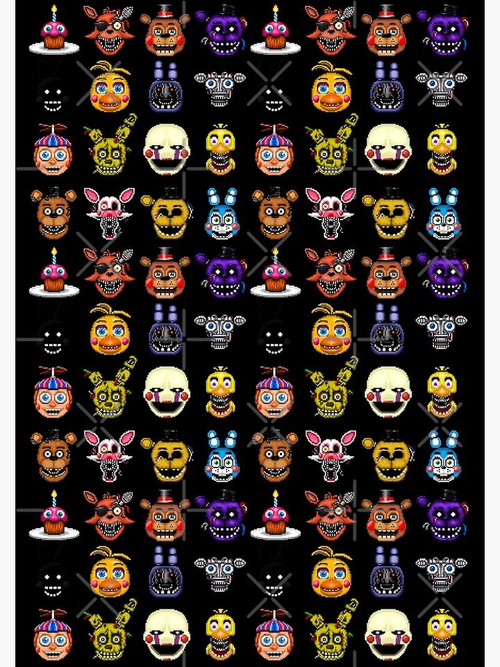 Five Nights at Freddy's - Pixel art - Multiple Characters Premium Matte Vertical Poster