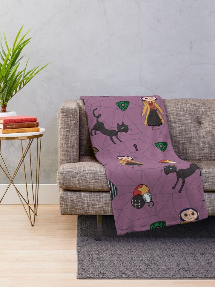 Purple Coraline Pattern Throw Blanket