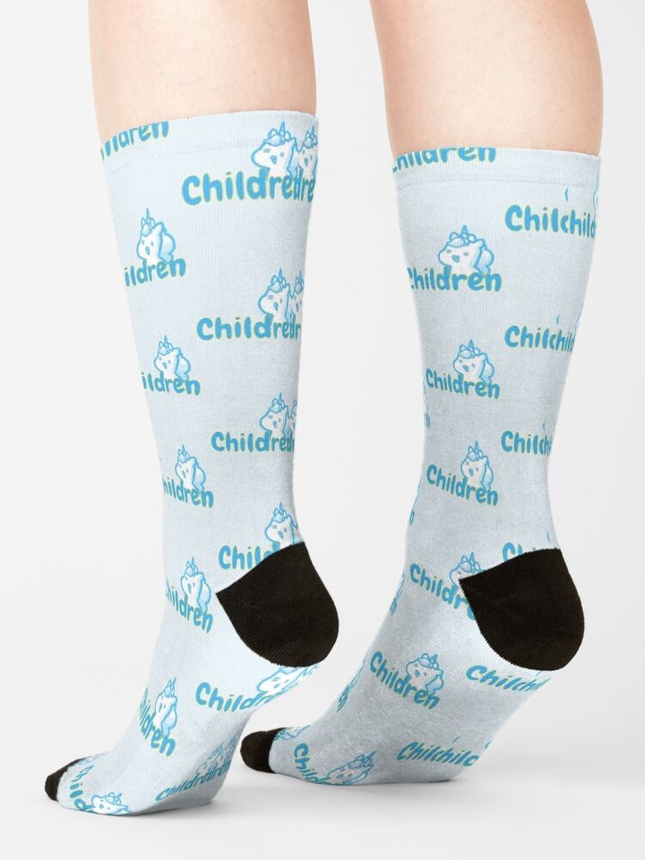Creepy Unicorn eats children Unicorse blue Socks