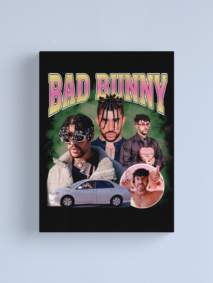 Bad Bunny 90s Vintage x Bootleg Style Rap Canvas Print