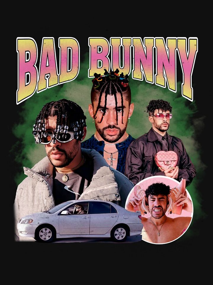 Bad Bunny 90s Vintage x Bootleg Style Rap Pullover Hoodie