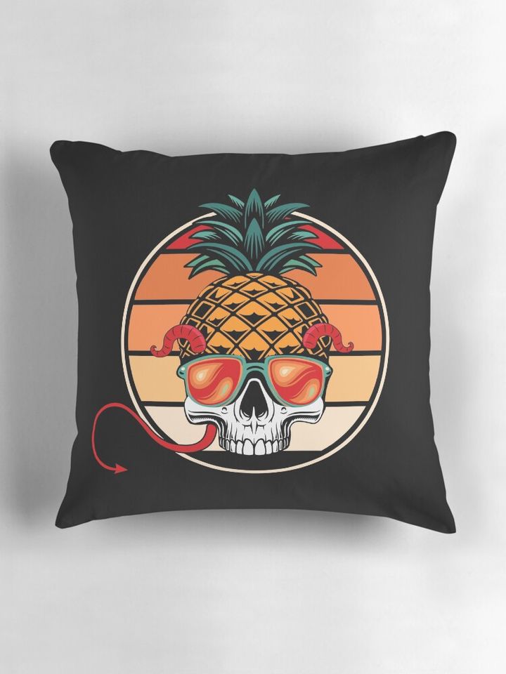 Pineapple Skull Halloween Funny Pineapple Lover Pillow
