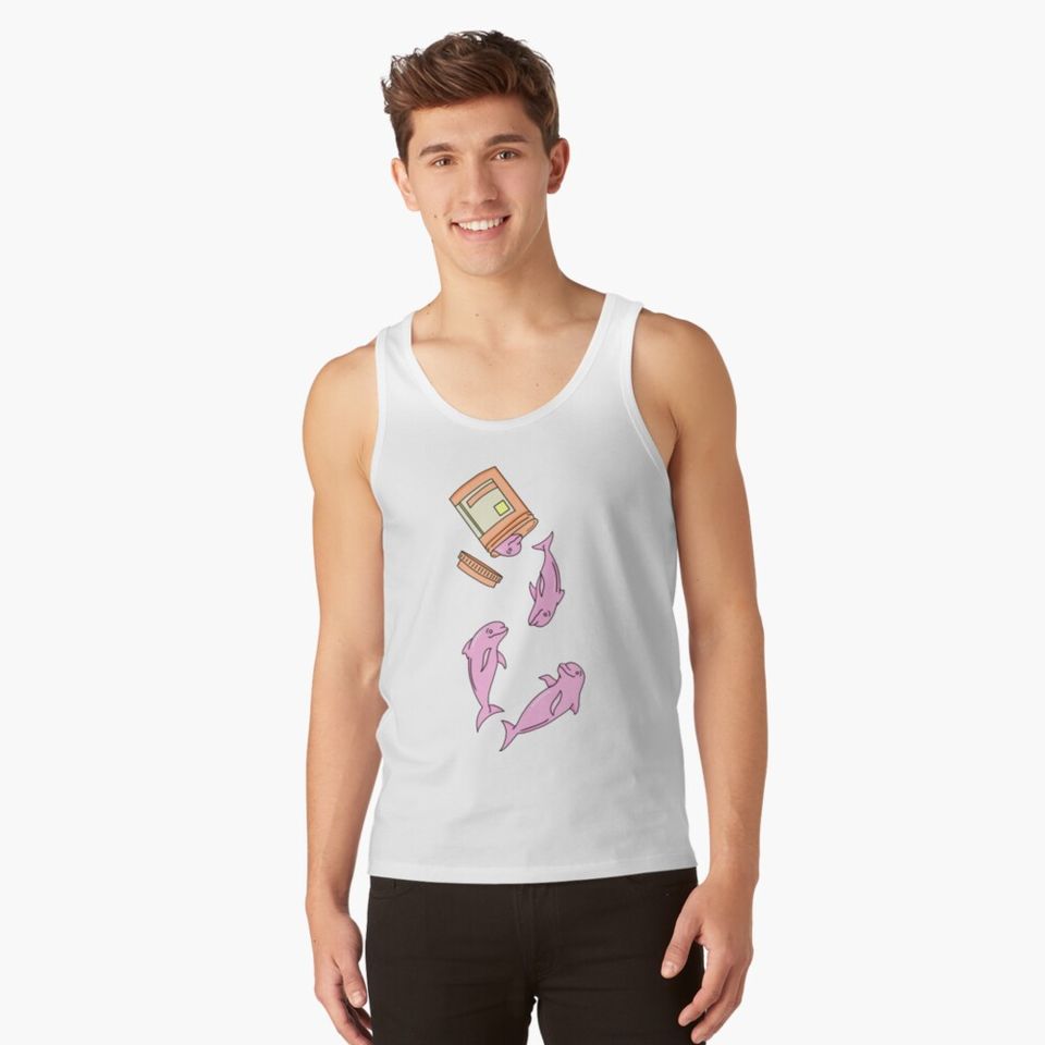 Dolphin  Pink Dolphin Tank Tops
