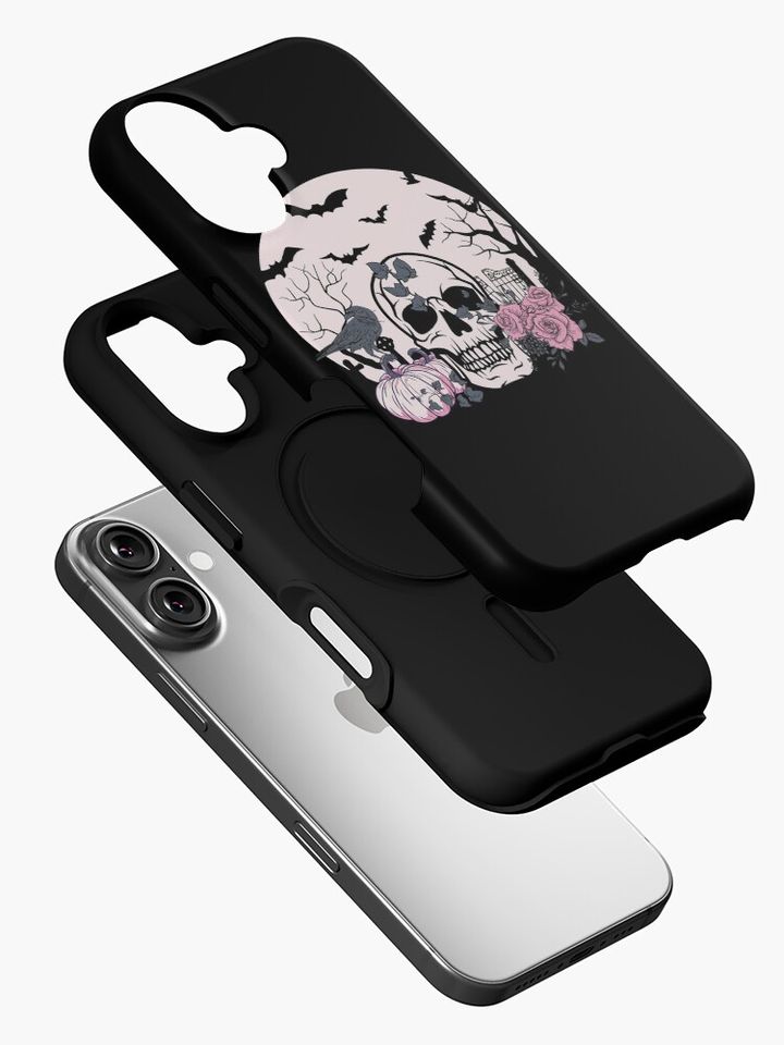 Skull Roses Pumpkins Halloween iPhone Case