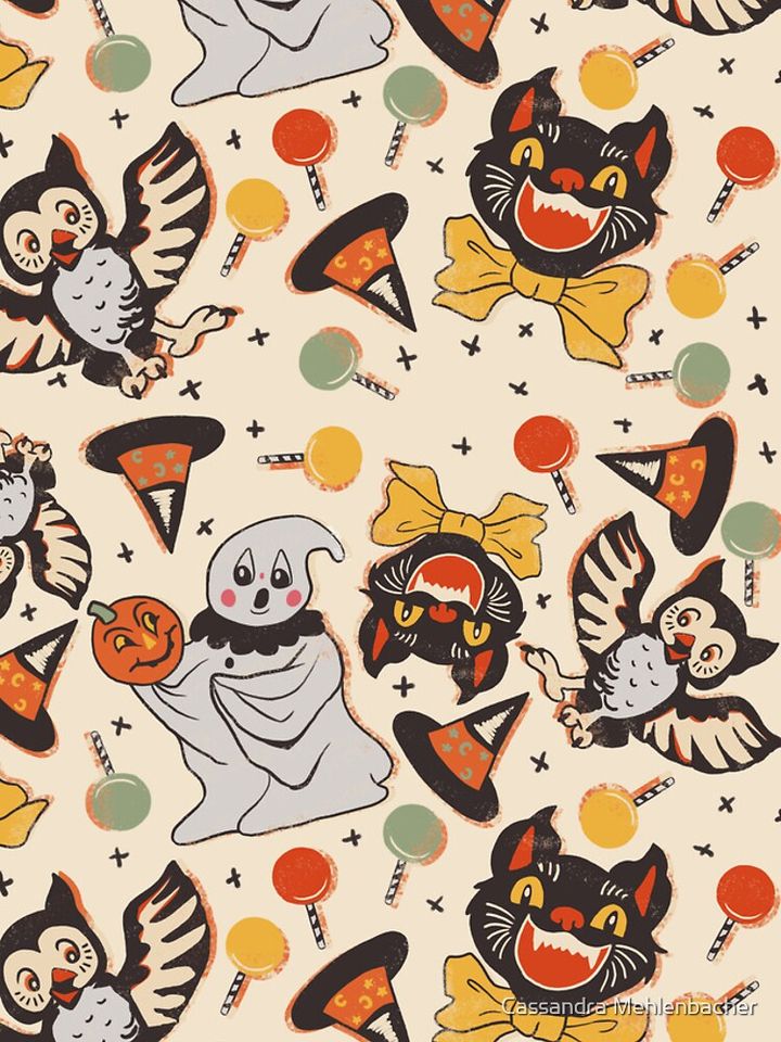 Vintage Halloween Spooks on Tan iPhone Case