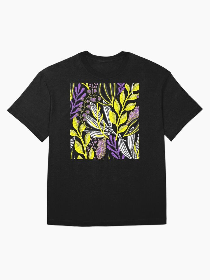 Plants Background Non-binary. Nonbinary Pride Oversized T-Shirt