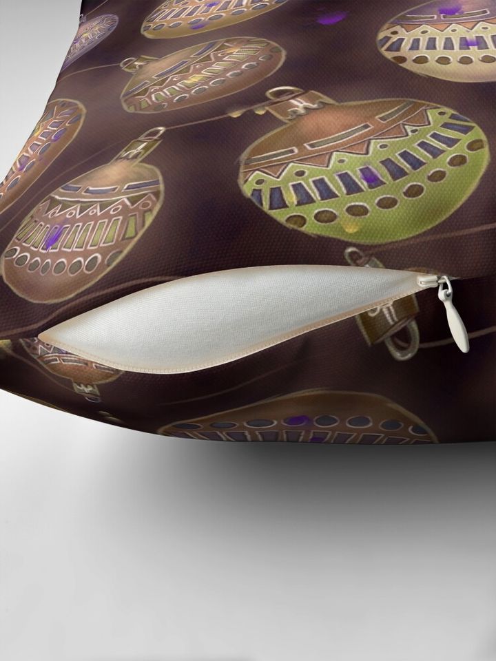 Vintage Painted Christmas Balls Pattern Pillow