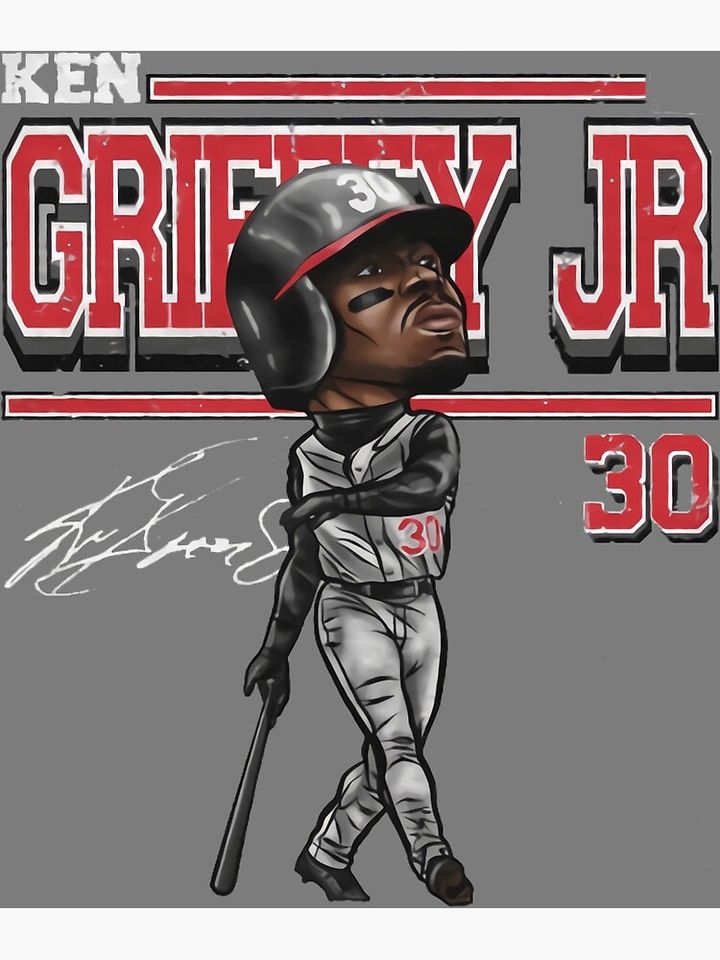 Cute Ken Griffey Jr Cartoon Canvas