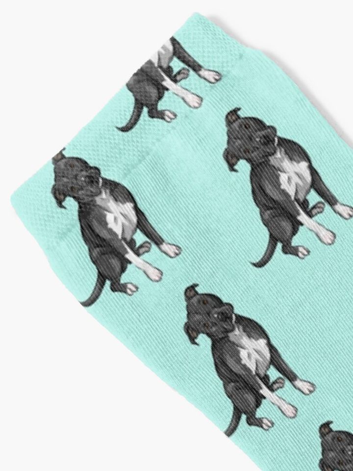 Cute Pitbull | Black and White | Cute dog art Socks