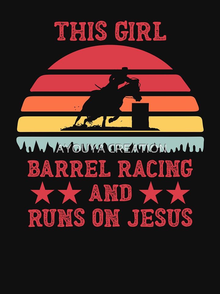 This Girl Runs on Jesus and Barrel Racing Fitted Scoop T-Shirt