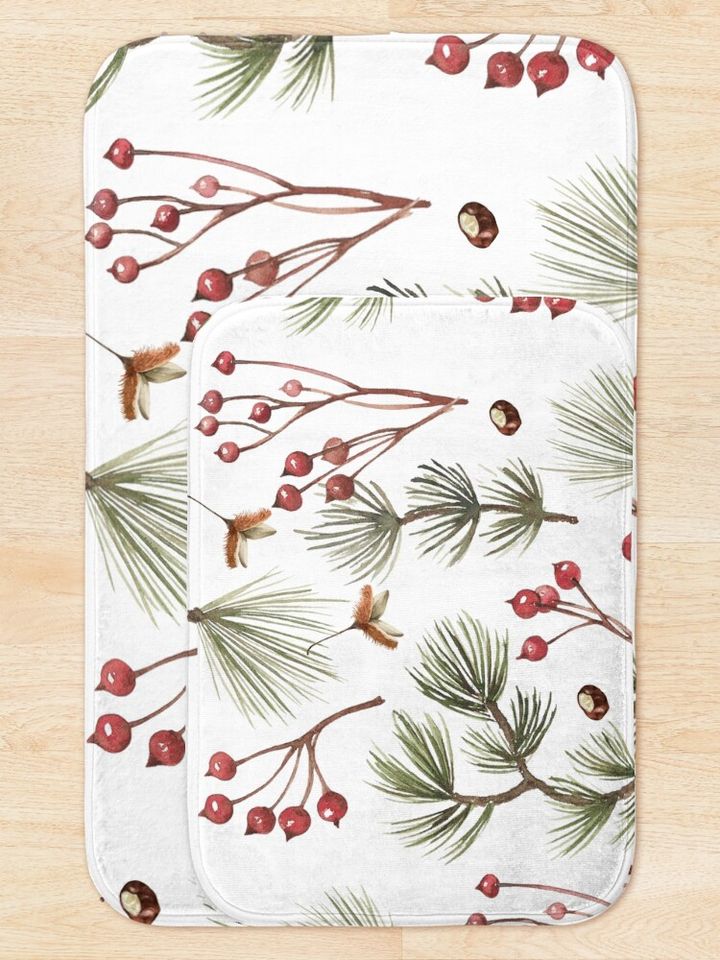  Botanicals Chistmas Feeling Bath Mat