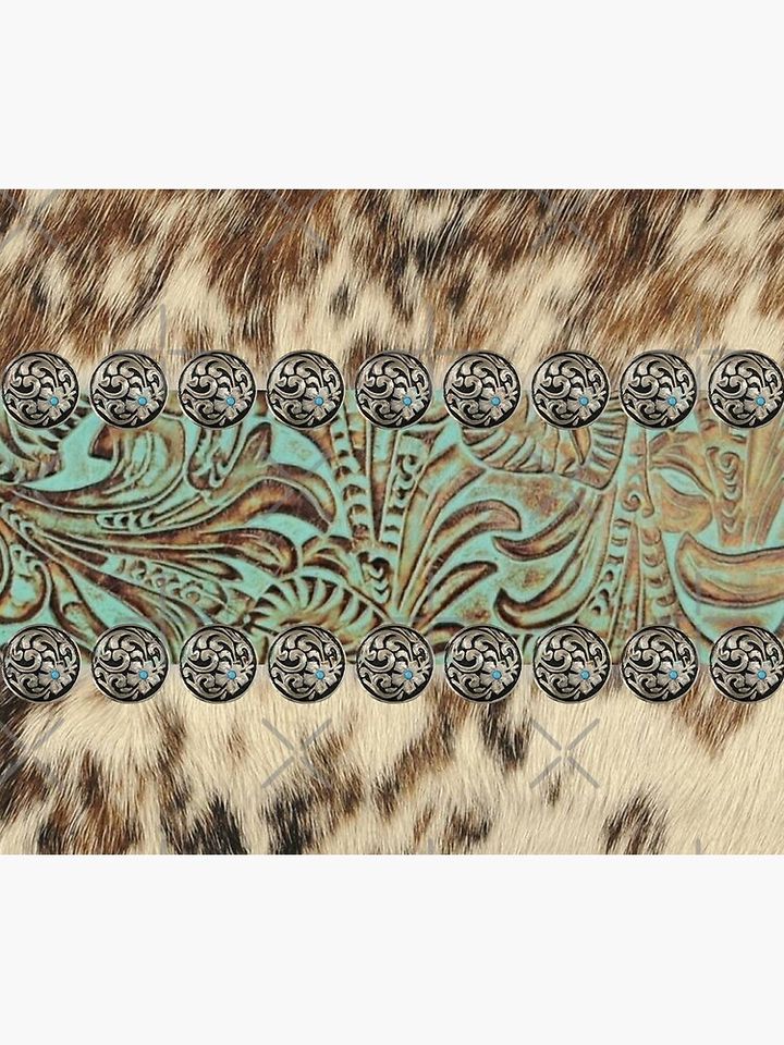 Rustic brown beige teal western country cowboy fashion Shower Curtain