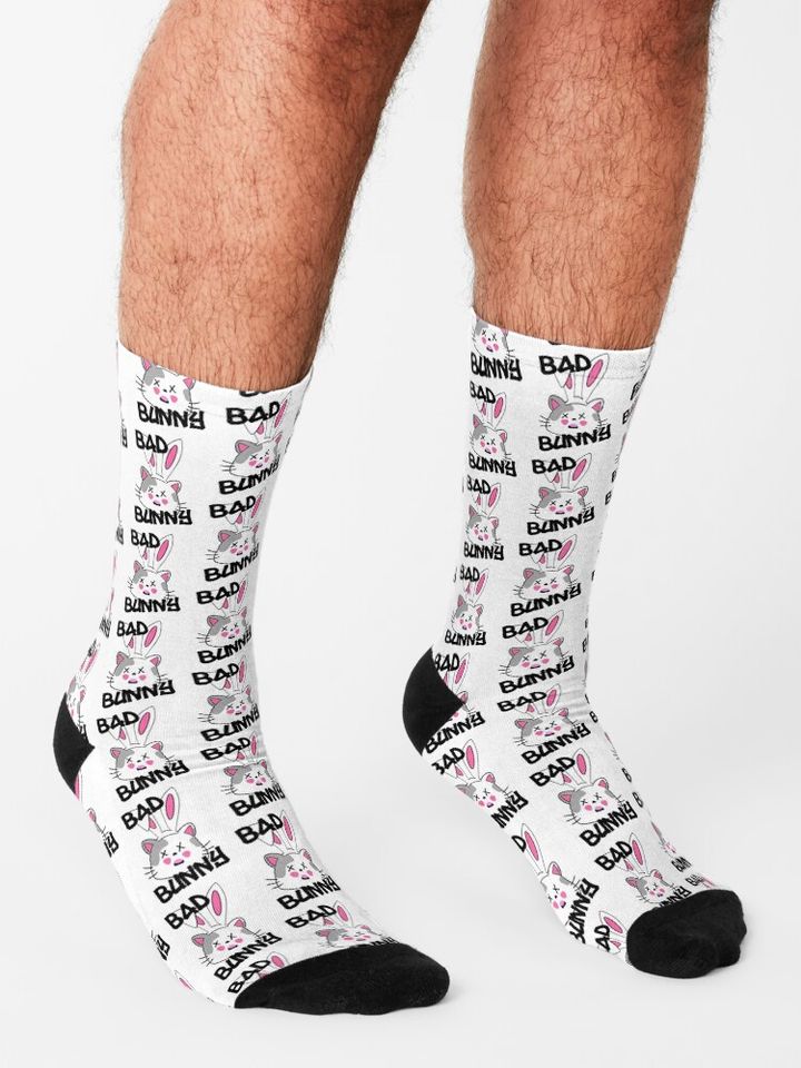 Bad Bunny Dodgers Funny Kawaii Bunny Cat    Socks