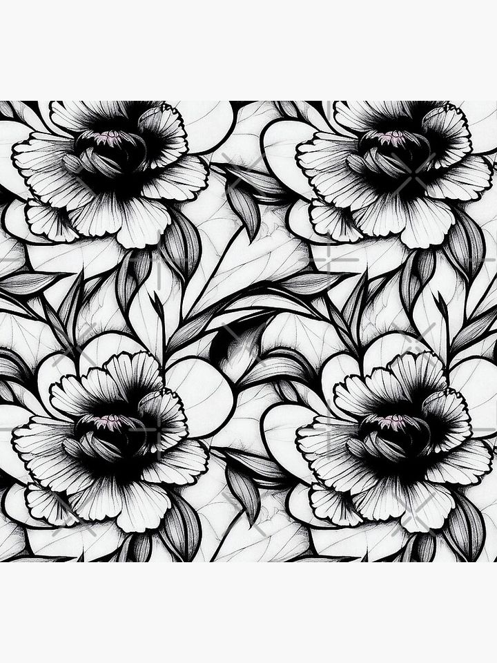 Vintage Floral Cottagecore  Romantic Flower Peony Design Black and White Socks