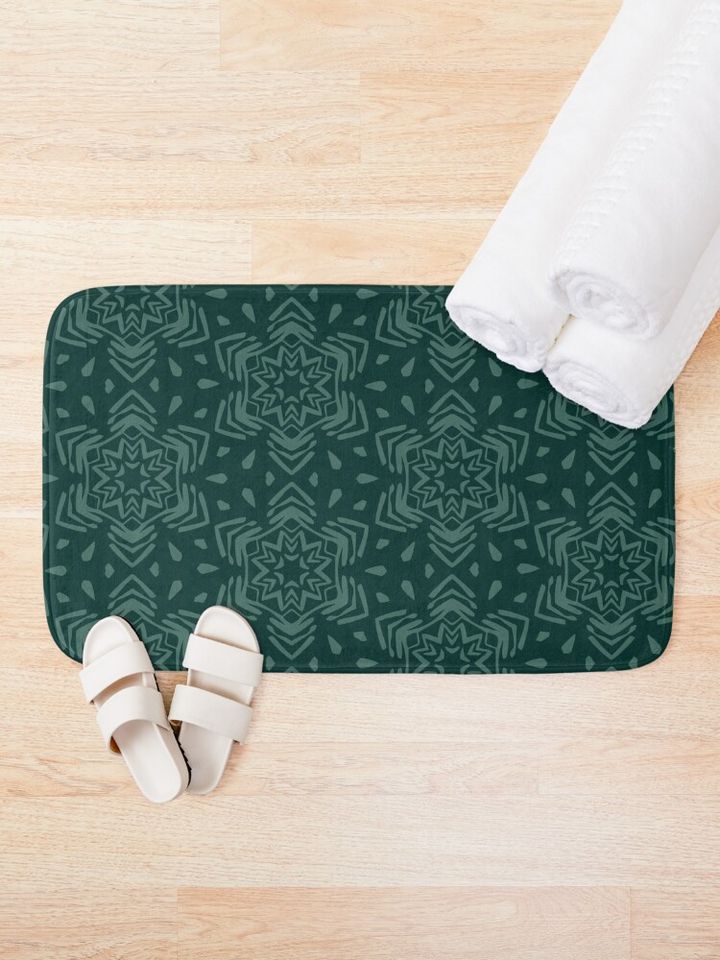Winter Wonderland - Forest & Dark Evergreen Bath Mat