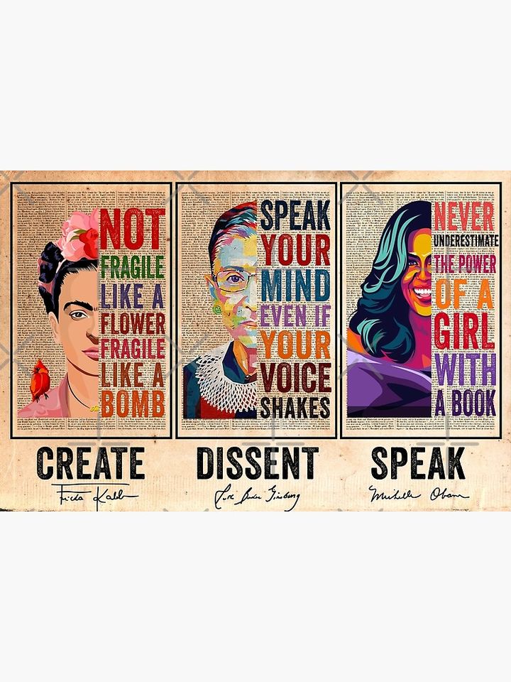 Create Frida Kahlo Dissent Ruth Bader Ginsburg Speak Michelle Obama Feminists Canvas