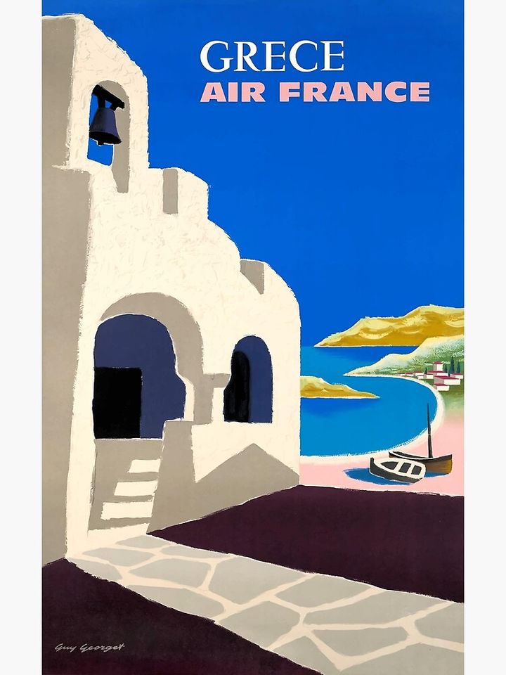 1959 Air France Greece Travel Poster Premium Matte Vertical Poster