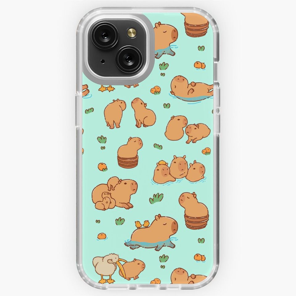 Cute Capybara art, Illustration Seamless Pattern iPhone Case