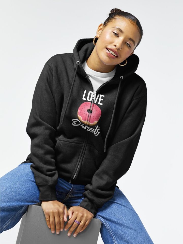 Love Donuts Unisex Zipped Hoodie