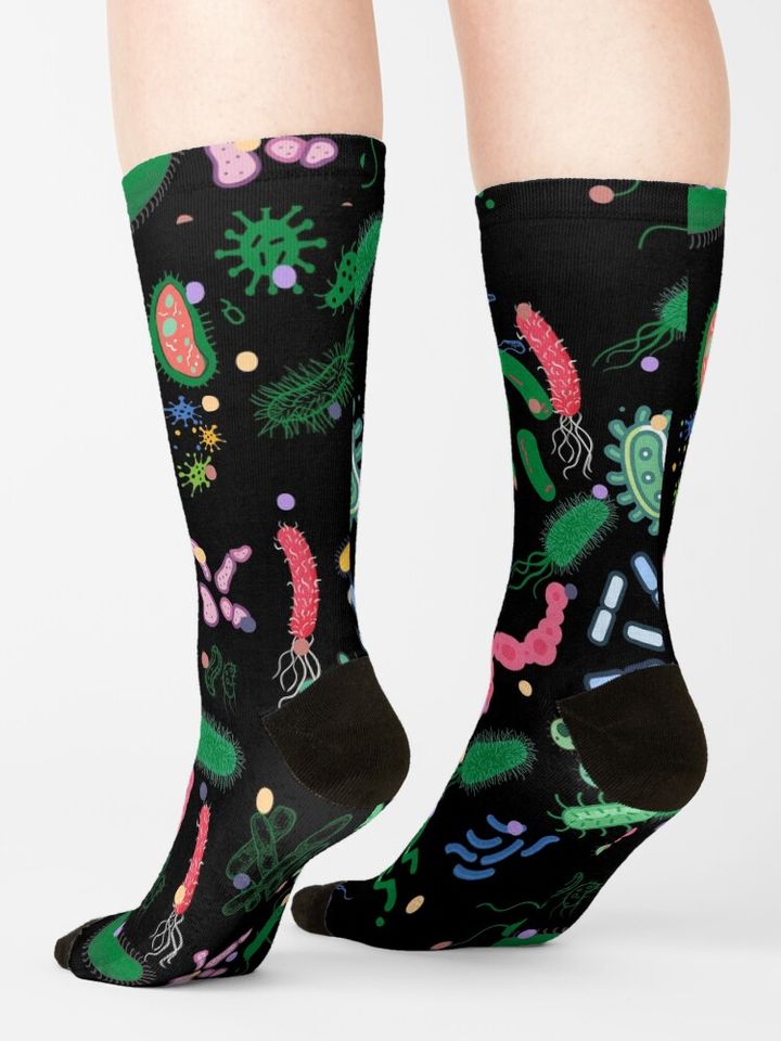 Microbiologist pattern microbes, virus, bacteria-microbiology              Socks