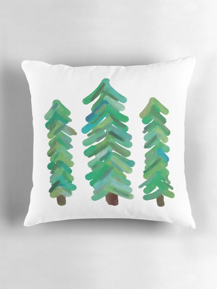 Watercolor Pine Trees Pillow