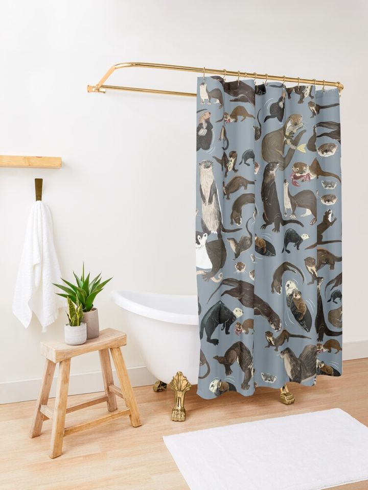 Old World otters | Shower Curtain
