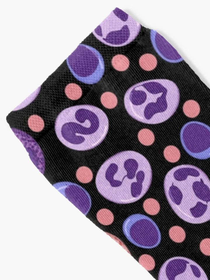 Large White Blood Cell Pattern Black Background Socks