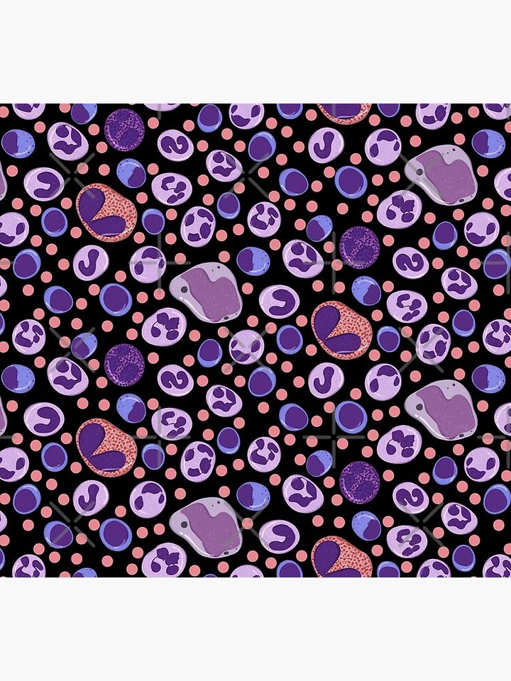 Large White Blood Cell Pattern Black Background Socks