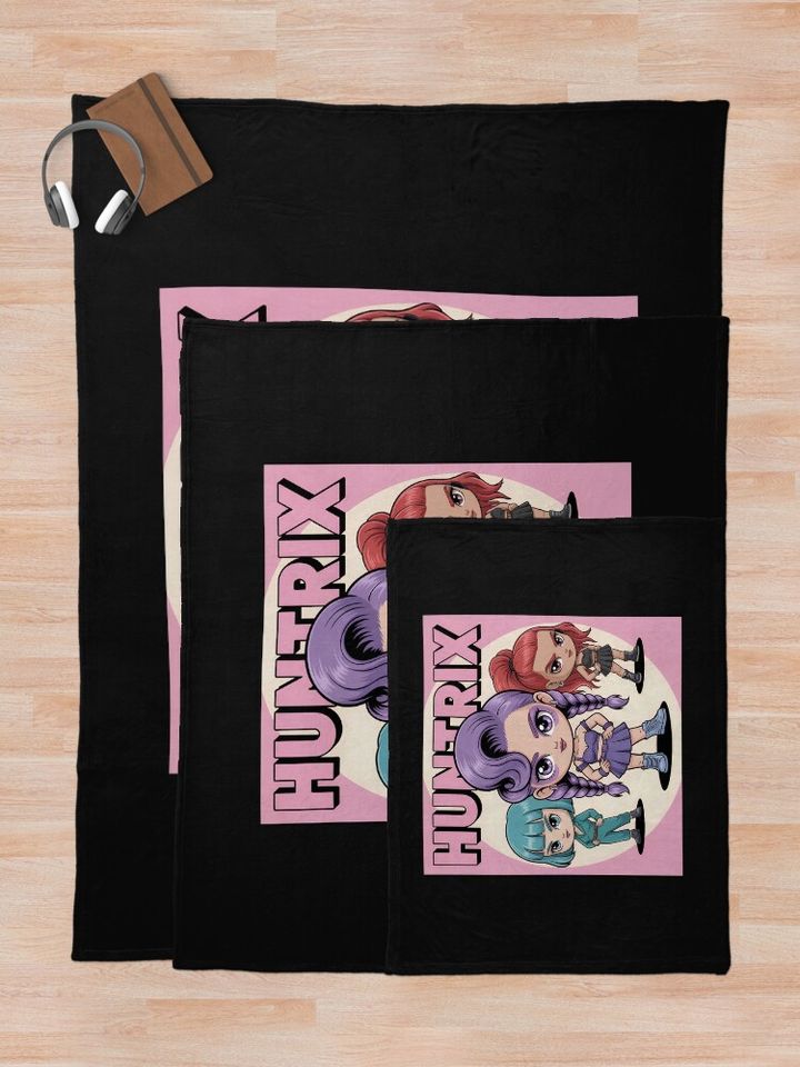 Minimalist Huntrix Portrait - Pastel Soft K-pop Wall Art Fleece Blanket, Gift For Fan