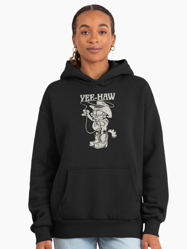 Garfield Cowboy Yee-Haw Vintage Retro Big Chest Portrait Premium Hoodie