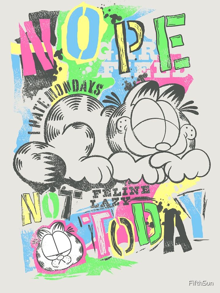 Garfield Nope Not Today Lazy Feline Retro Graffiti Premium Sweatshirt