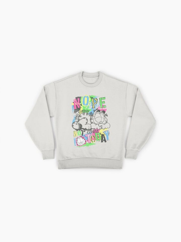 Garfield Nope Not Today Lazy Feline Retro Graffiti Premium Sweatshirt