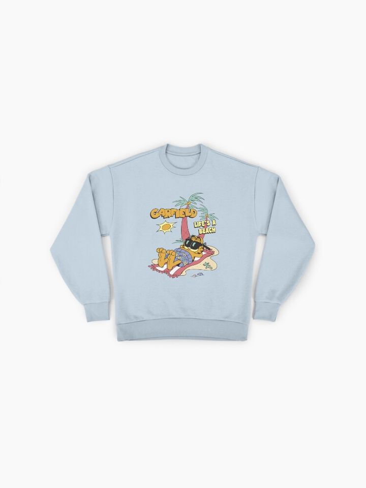 Garfield Life's A Beach Retro Vintage Tropical Cat Nap Premium Sweatshirt