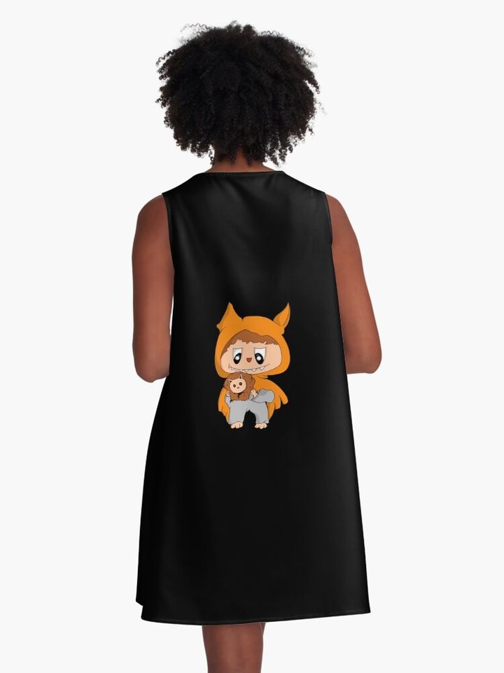 Labubu cute with doll A-Line Dress, Gift for Her