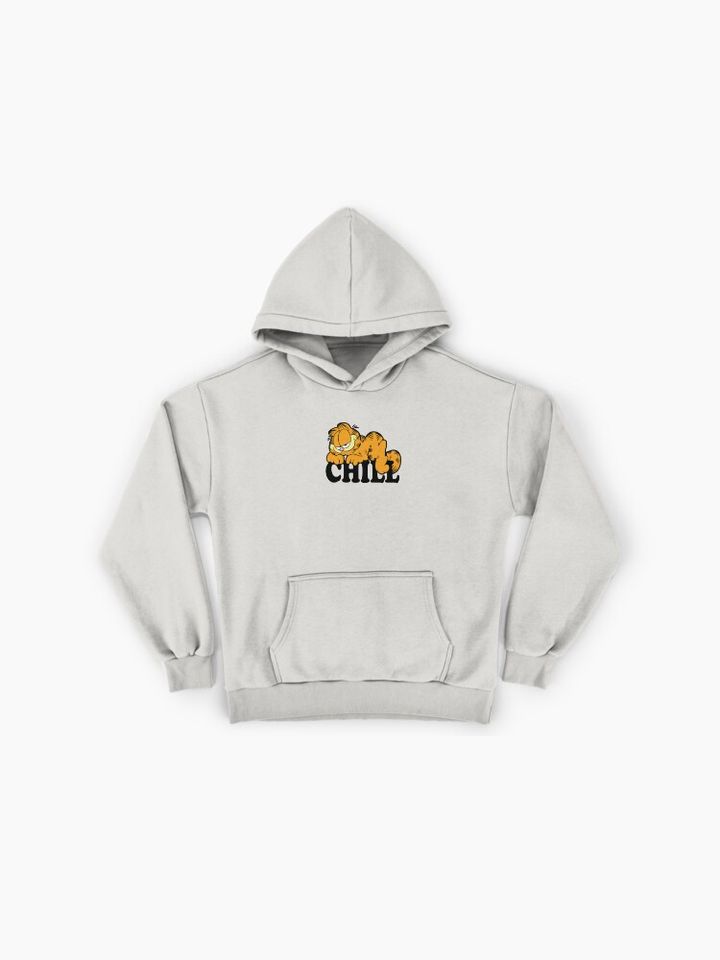 Garfield Vintage Retro Lazy Cat Bold Chill Logo Premium Hoodie