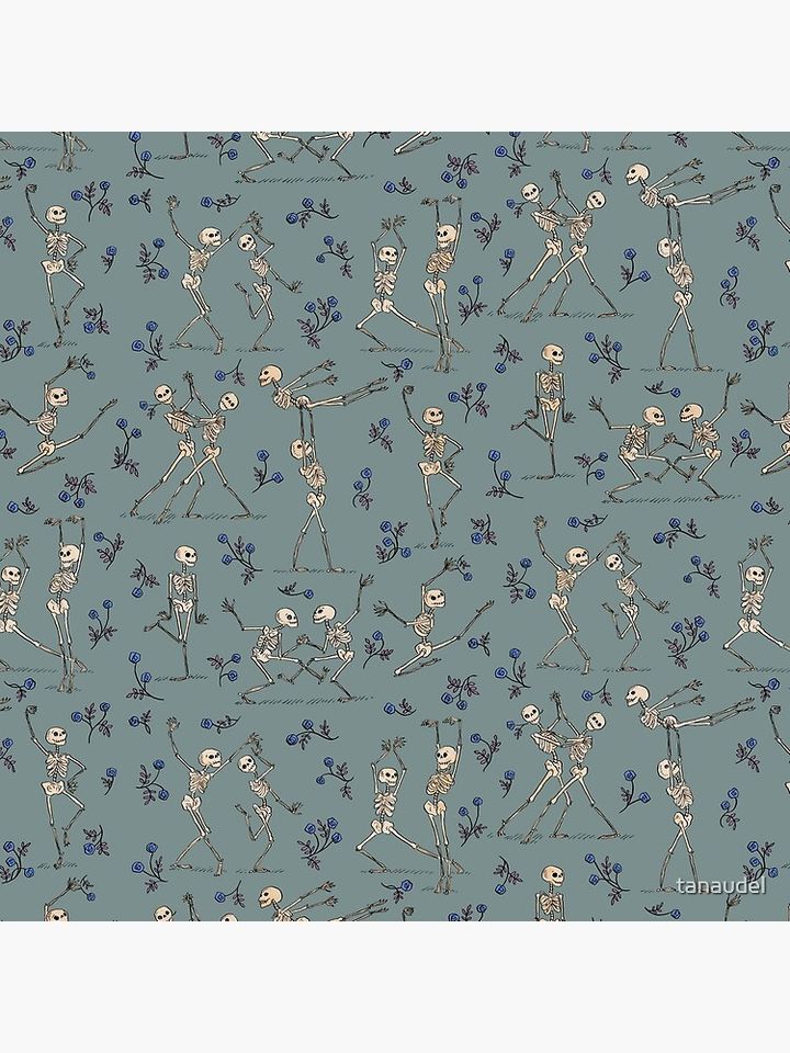 Skeleton Dance — blue Pillow