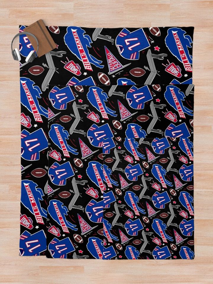 Buffalo Bills Josh Allen pattern (black) Throw Blanket