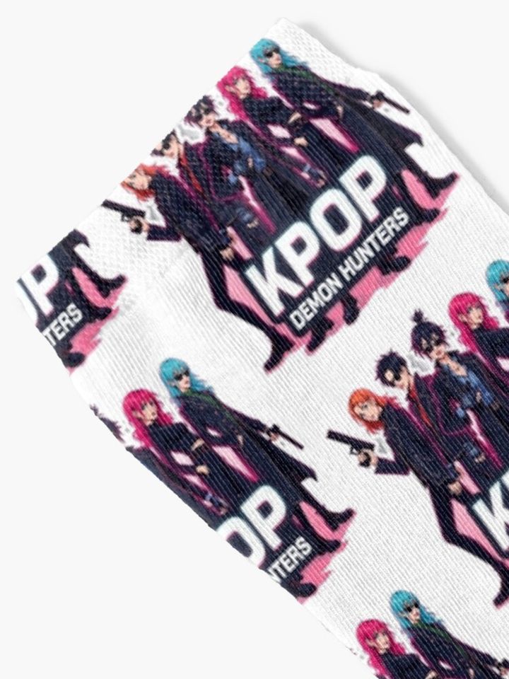 KPOP Demon Hunters – Neon Fantasy Logo Sticker Socks