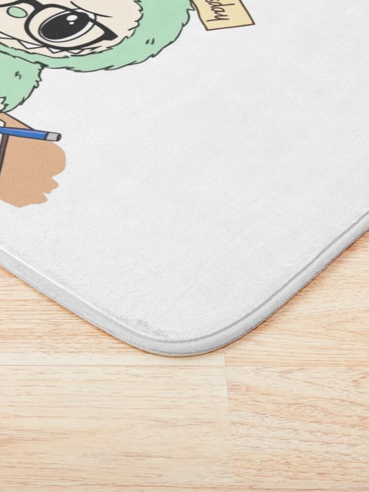 Studious Labubu with Glasses and Notebook Bath Mat, For Bathroom, For Kitchen
