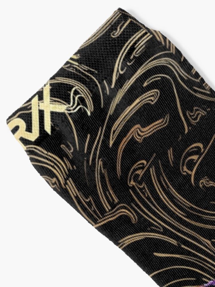 Huntrix gathered painting demon hunters golden flow Socks