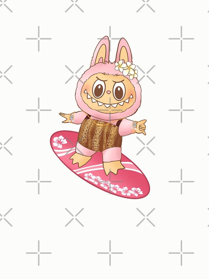 Pink Surfing Labubu - Local Hawaii Labubu Pullover Sweatshirt